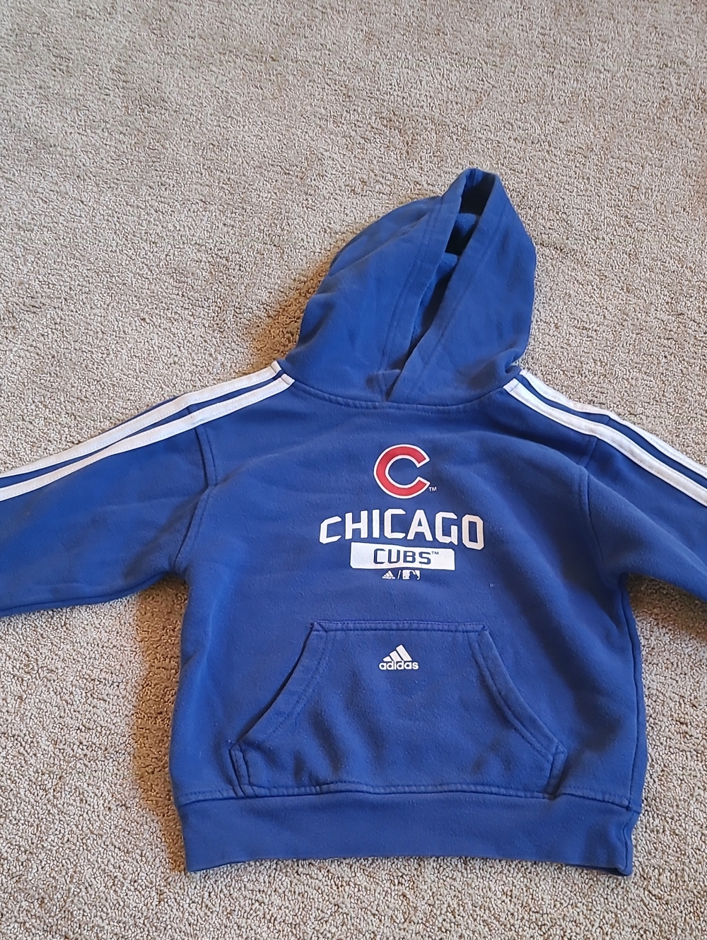 adidas Blue Chicago Cubs Kids Hoodie with White Stripes